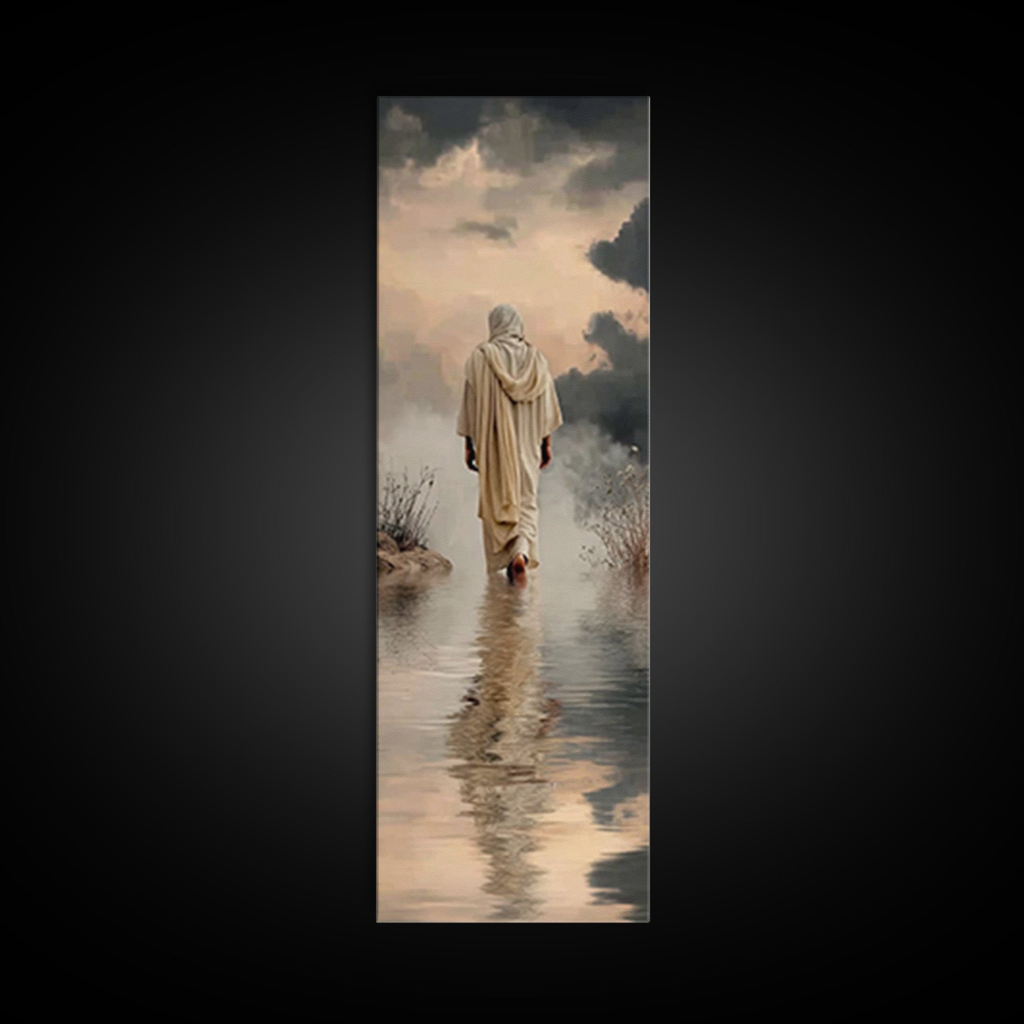 Twilight Hope Path | Framed Canvas Print | Christian Wall Art | Tall Narrow Wall Art | Jesus Painting | Christian Art Gift | Christmas Art