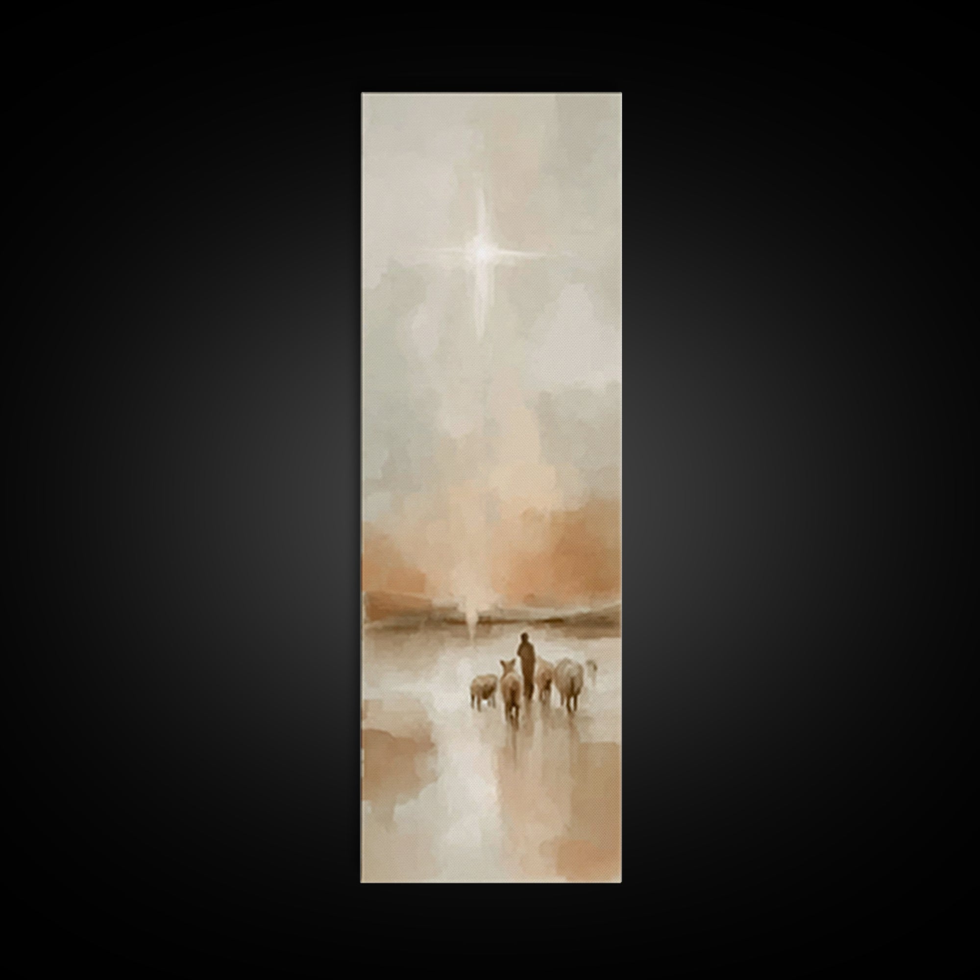 Silent Star Journey – Framed Canvas Print – Tall Narrow Wall Art – Christian Art Canvas – Christmas Art – Christian Wall Art