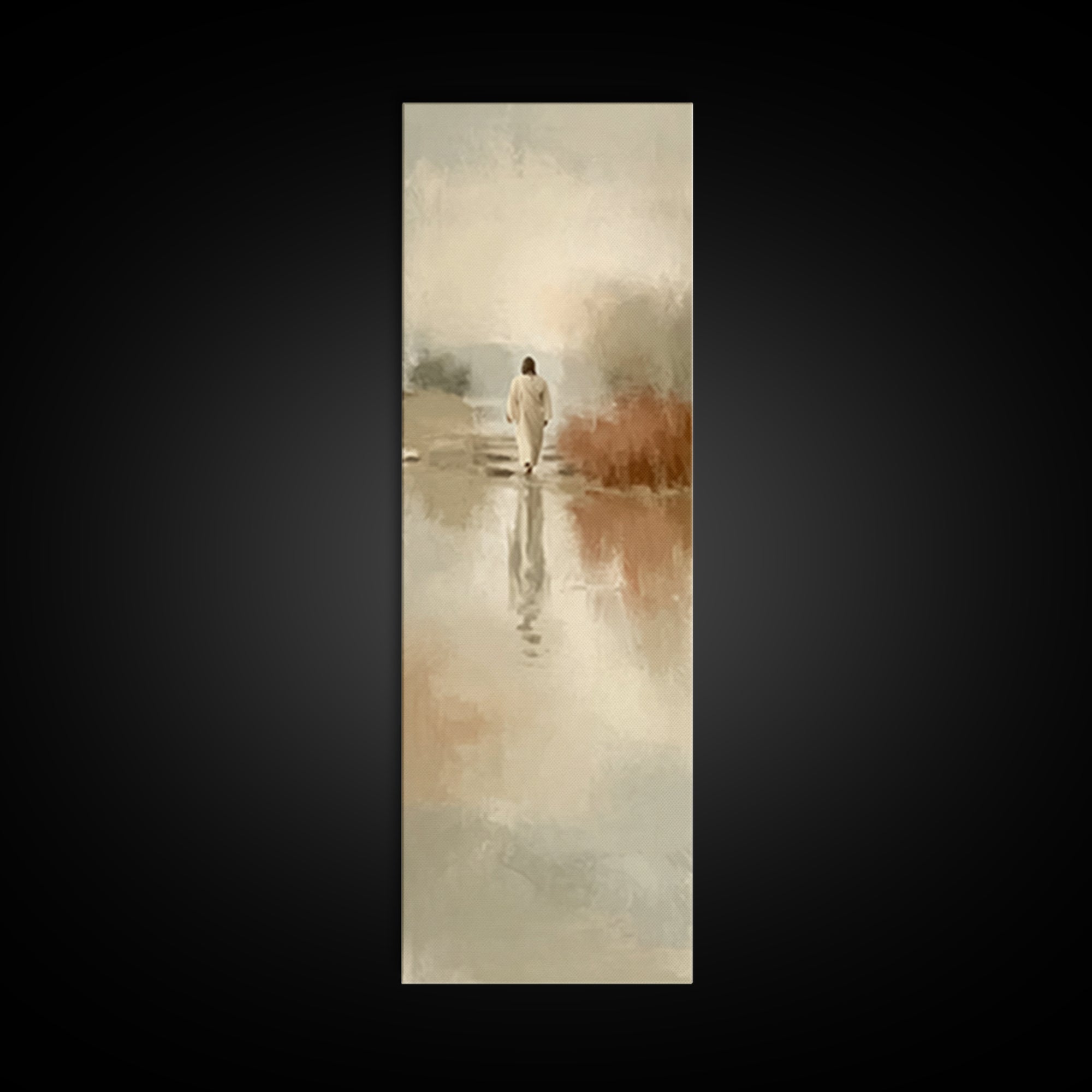 Eternal Dawn Steps – Framed Canvas Print – Christian Wall Art – Tall Skinny Art Print – Jesus Painting – Christian Christmas Art – Framed C