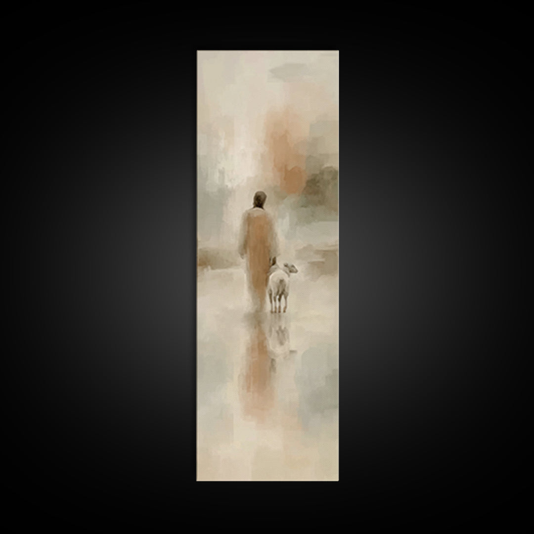 Walk Of Grace | Framed Canvas Print | Narrow Art | Christian Art Canvas | Jesus Painting | Christian Wall Art | Christmas Art