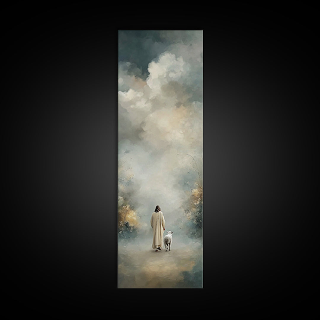 Fields Of Peace, Framed Canvas Print, Tall Narrow Wall Art, Christian Art, Jesus Painting, Christian Art Canvas, Christmas Art