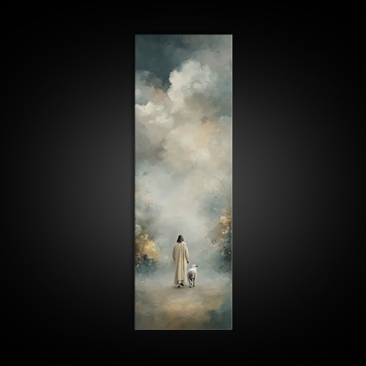Fields Of Peace, Framed Canvas Print, Tall Narrow Wall Art, Christian Art, Jesus Painting, Christian Art Canvas, Christmas Art
