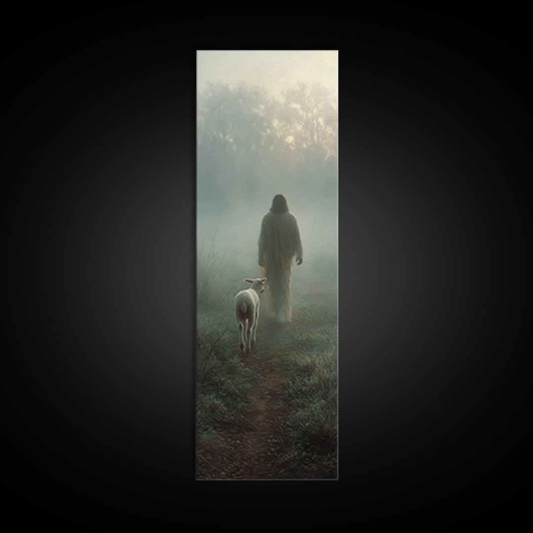 Gentle Way Home – Framed Canvas Print – Narrow Art – Christian Wall Art – Jesus Painting – Christian Art Canvas – Christmas Art