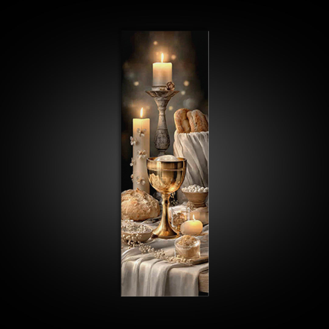 Light Of Communion – Framed Canvas Print – Tall Narrow Wall Art – Christian Wall Art – Christian Art Canvas – Christian Decor – Christmas A