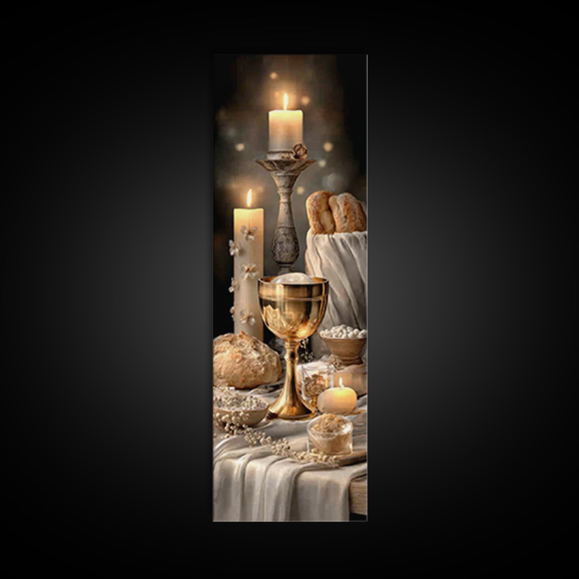 Light Of Communion – Framed Canvas Print – Tall Narrow Wall Art – Christian Wall Art – Christian Art Canvas – Christian Decor – Christmas A