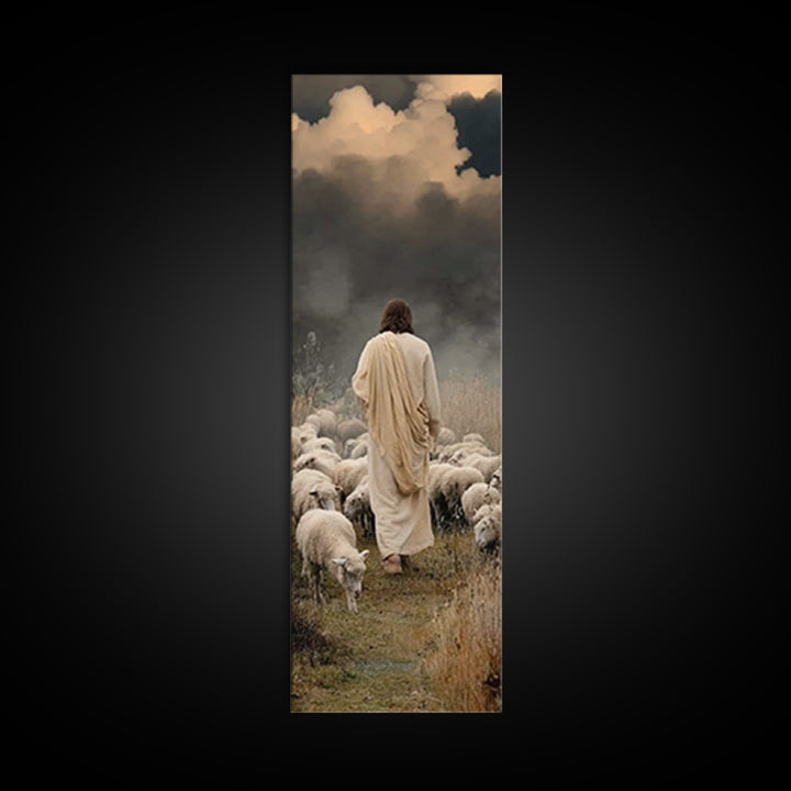 Field Of Gentle Mercy – Framed Canvas Print – Tall Narrow Wall Art – Jesus Painting – Christian Art Canvas – Christian Wall Art – Christmas