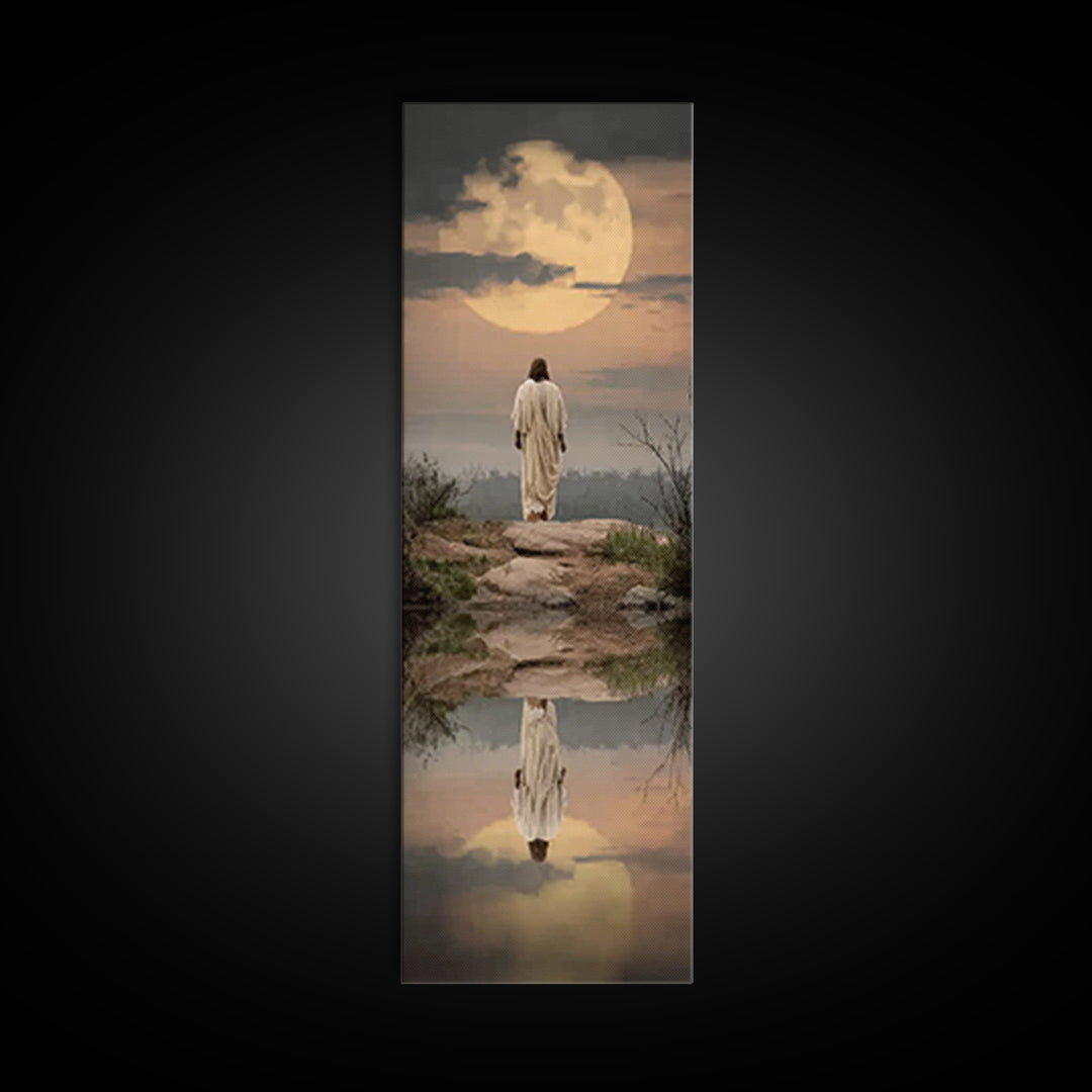 Reflections Of Hope | Framed Canvas Print | Narrow Art | Christian Wall Art | Christian Art Canvas | Christmas Art | Jesus Painting