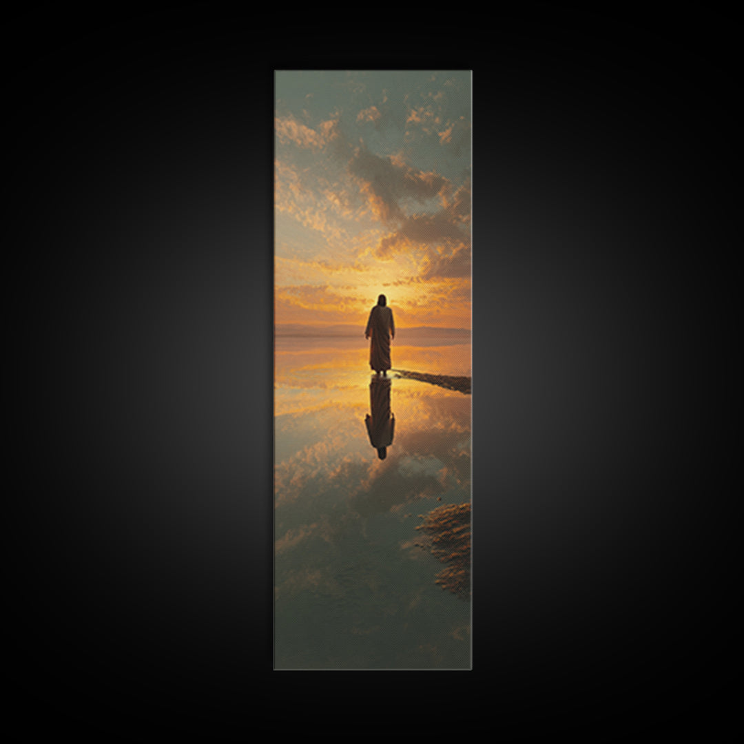 Sunset Of Promise – Framed Canvas Print – Tall Skinny Art Print – Christian Art Canvas – Jesus Painting – Christian Wall Art – Christmas Ar