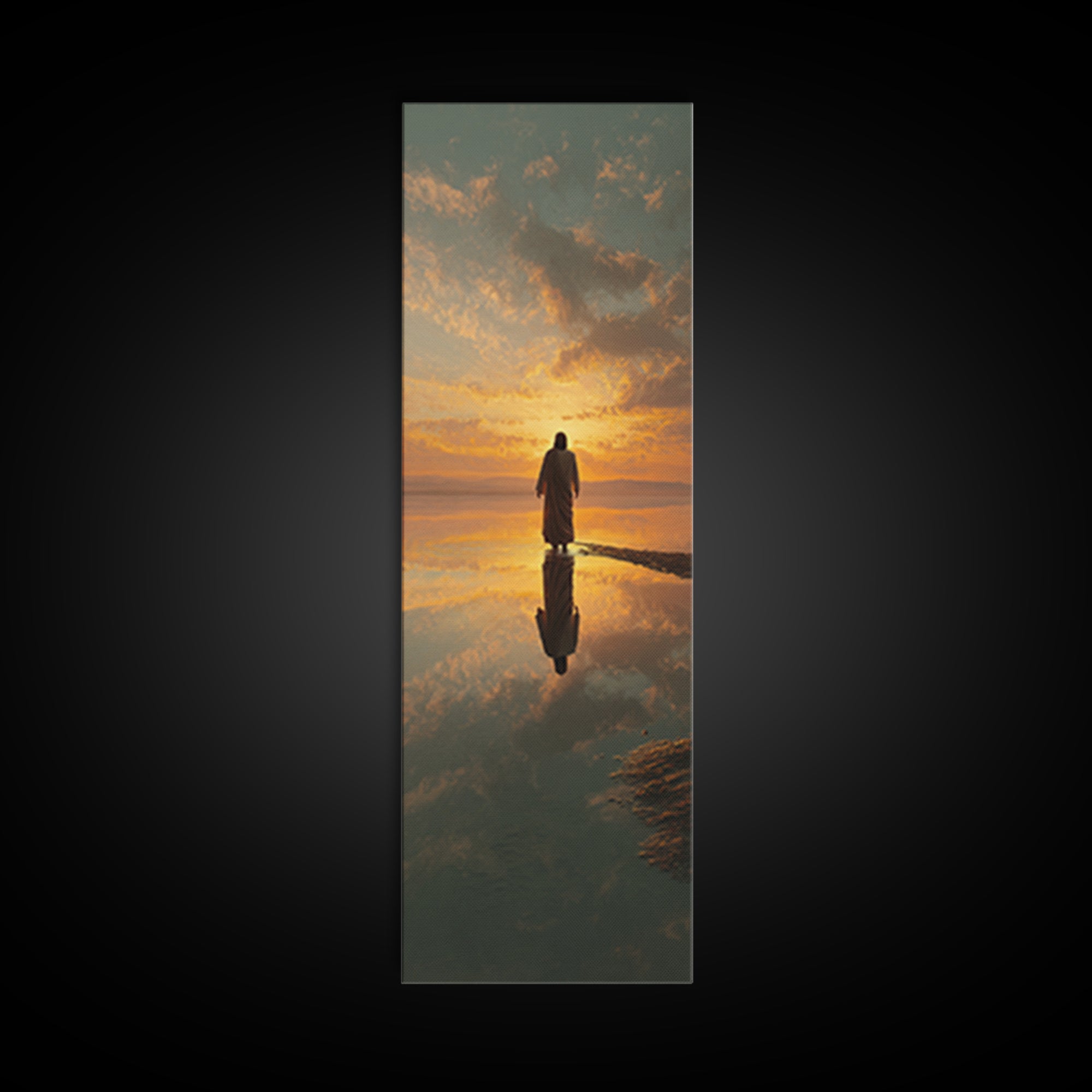 Sunset Of Promise – Framed Canvas Print – Tall Skinny Art Print – Christian Art Canvas – Jesus Painting – Christian Wall Art – Christmas Ar