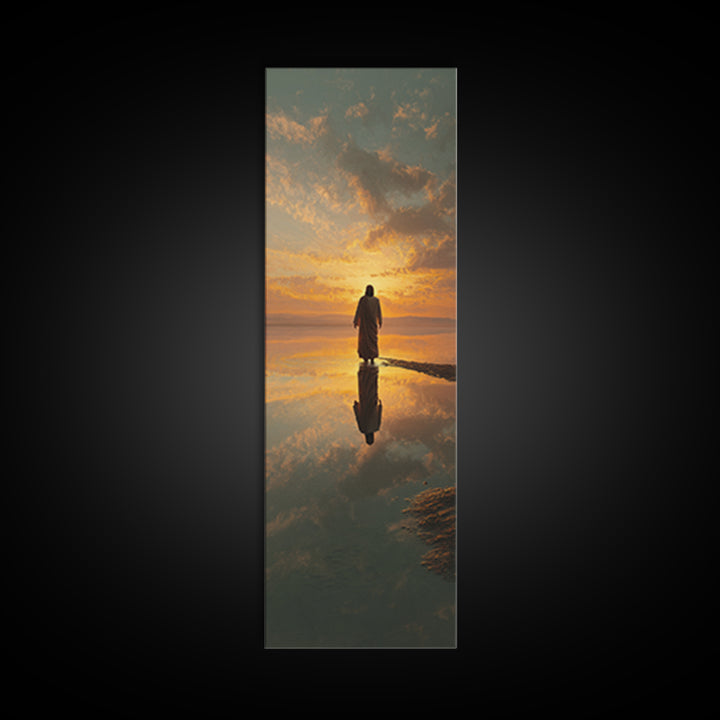 Sunset Of Promise – Framed Canvas Print – Tall Skinny Art Print – Christian Art Canvas – Jesus Painting – Christian Wall Art – Christmas Ar