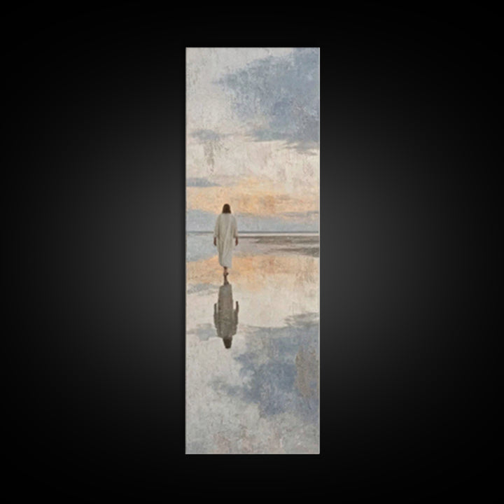The Still Path – Framed Canvas Print – Tall Narrow Wall Art – Christian Wall Art – Jesus Painting – Christian Art Canvas – Christmas Art