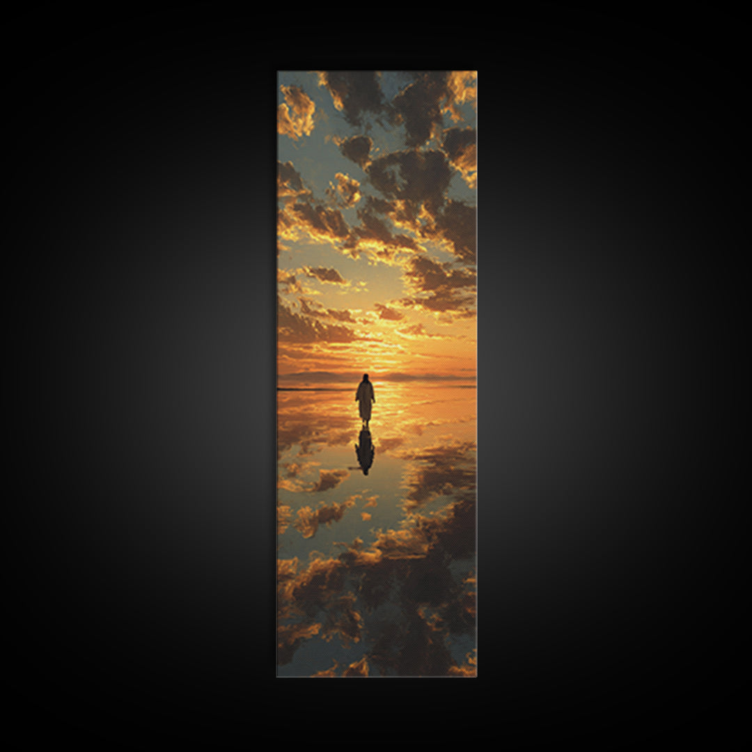 Sacred Reflections – Framed Canvas Print – Tall Narrow Wall Art – Christian Art – Jesus Painting – Christian Canvas – Christmas Art