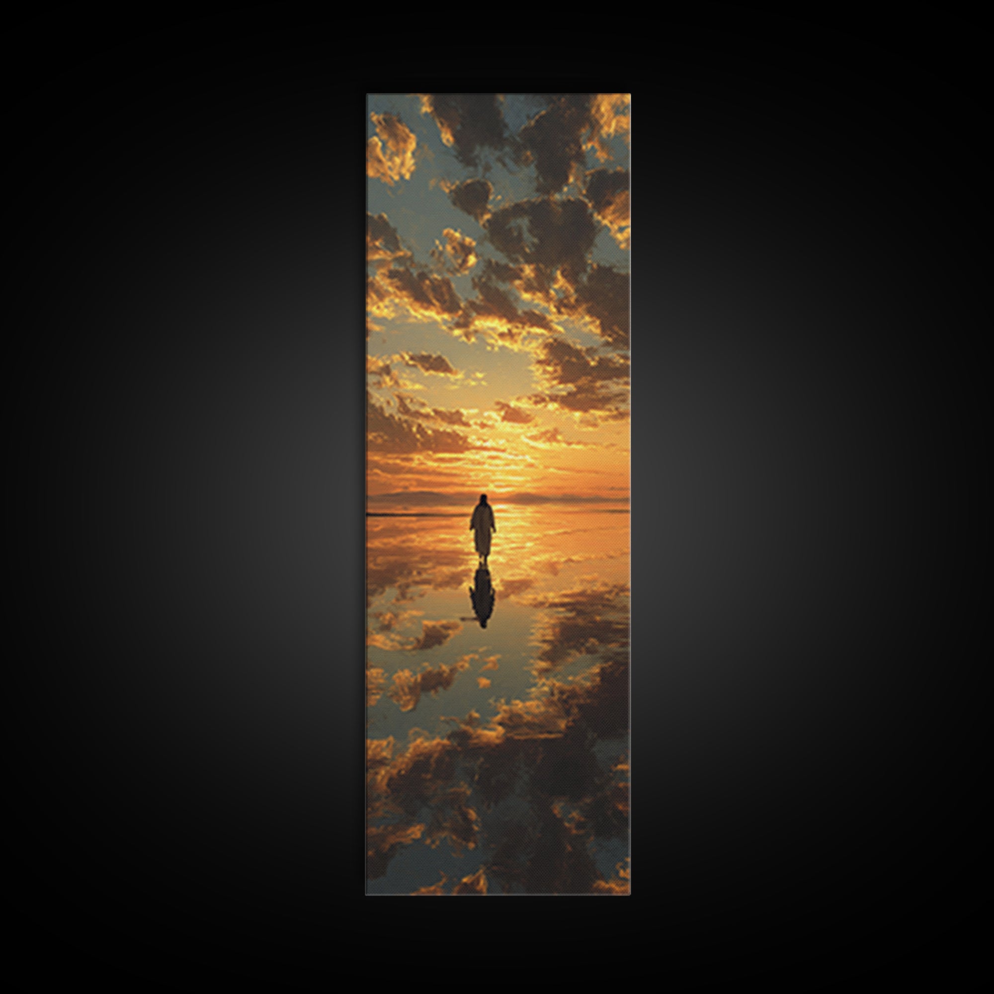 Sacred Reflections – Framed Canvas Print – Tall Narrow Wall Art – Christian Art – Jesus Painting – Christian Canvas – Christmas Art