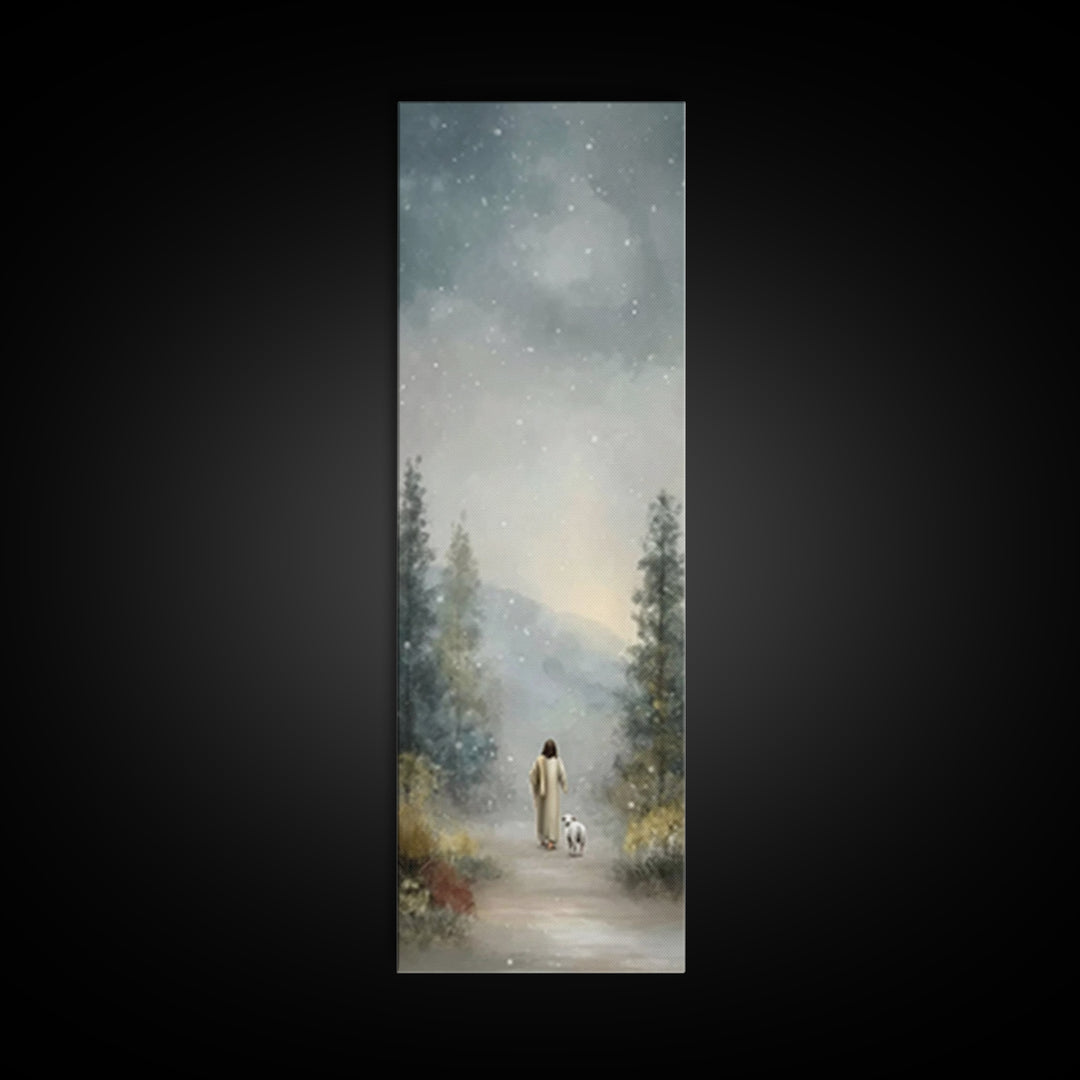Gentle Shepherd – Framed Canvas Print – Narrow Art – Christian Art Canvas – Jesus Painting – Christian Wall Art – Christmas Art