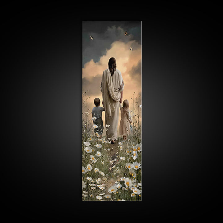 Garden Of His Care – Framed Canvas Print – Narrow Art – Christian Art Canvas – Jesus Painting – Christian Wall Art – Christian Art – Christ