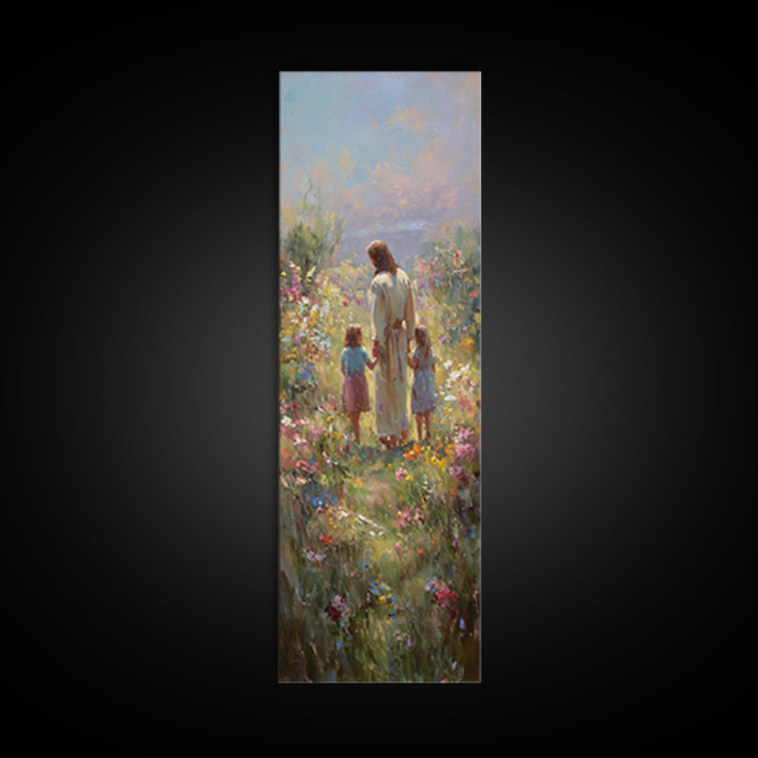 Sunlit Grace, Framed Canvas Print, Skinny Art, Christian Art Canvas, Jesus Painting, Christian Wall Art, Christian Art, Christian Gift Idea