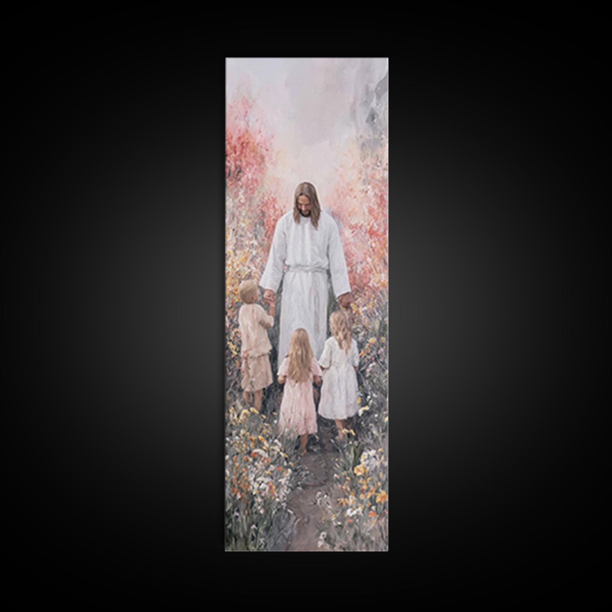 Garden Blessing Light - Framed Canvas Print - Narrow Art - Christian Art - Jesus Painting - Christian Canvas Art - Christian Gift Ideas