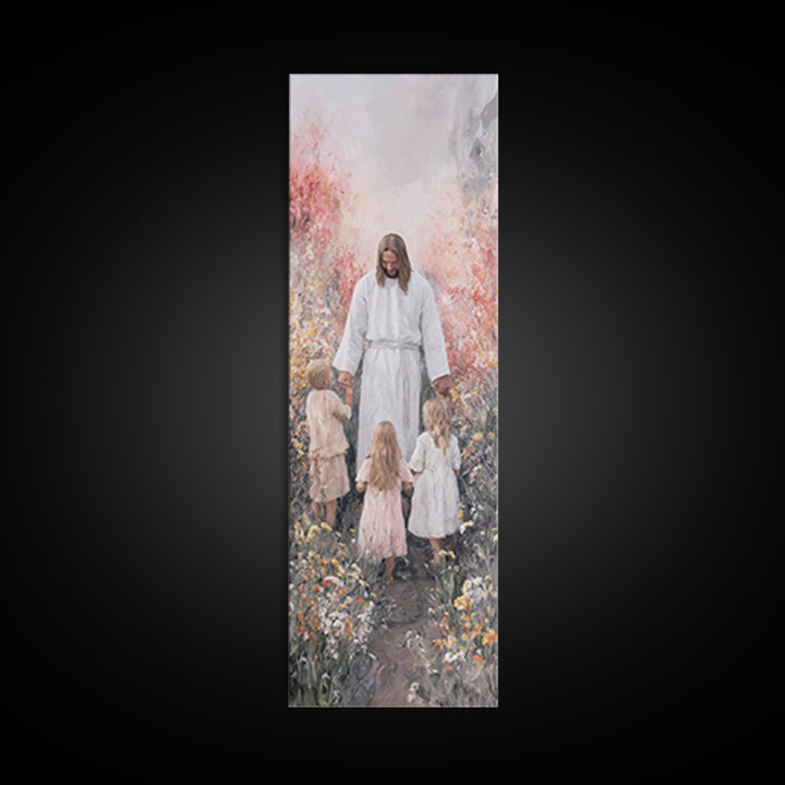 Garden Blessing Light - Framed Canvas Print - Narrow Art - Christian Art - Jesus Painting - Christian Canvas Art - Christian Gift Ideas