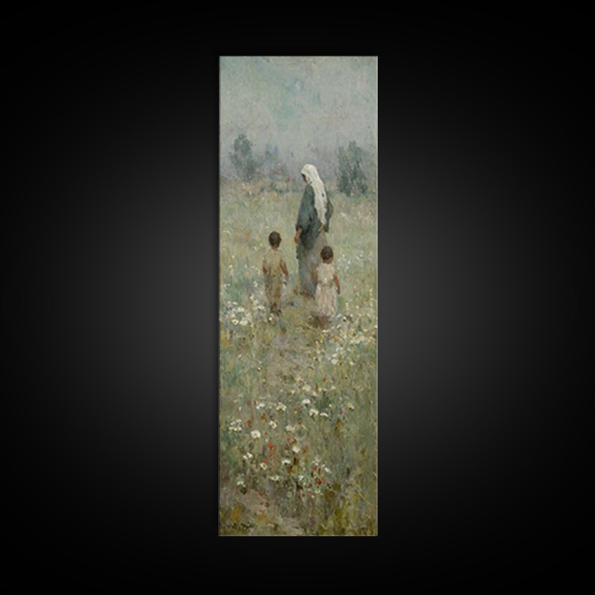 Blooming Paths Of Hope - Framed Canvas Print - Tall Skinny Art Print - Christian Art Canvas - Jesus Painting - Christian Wall Art
