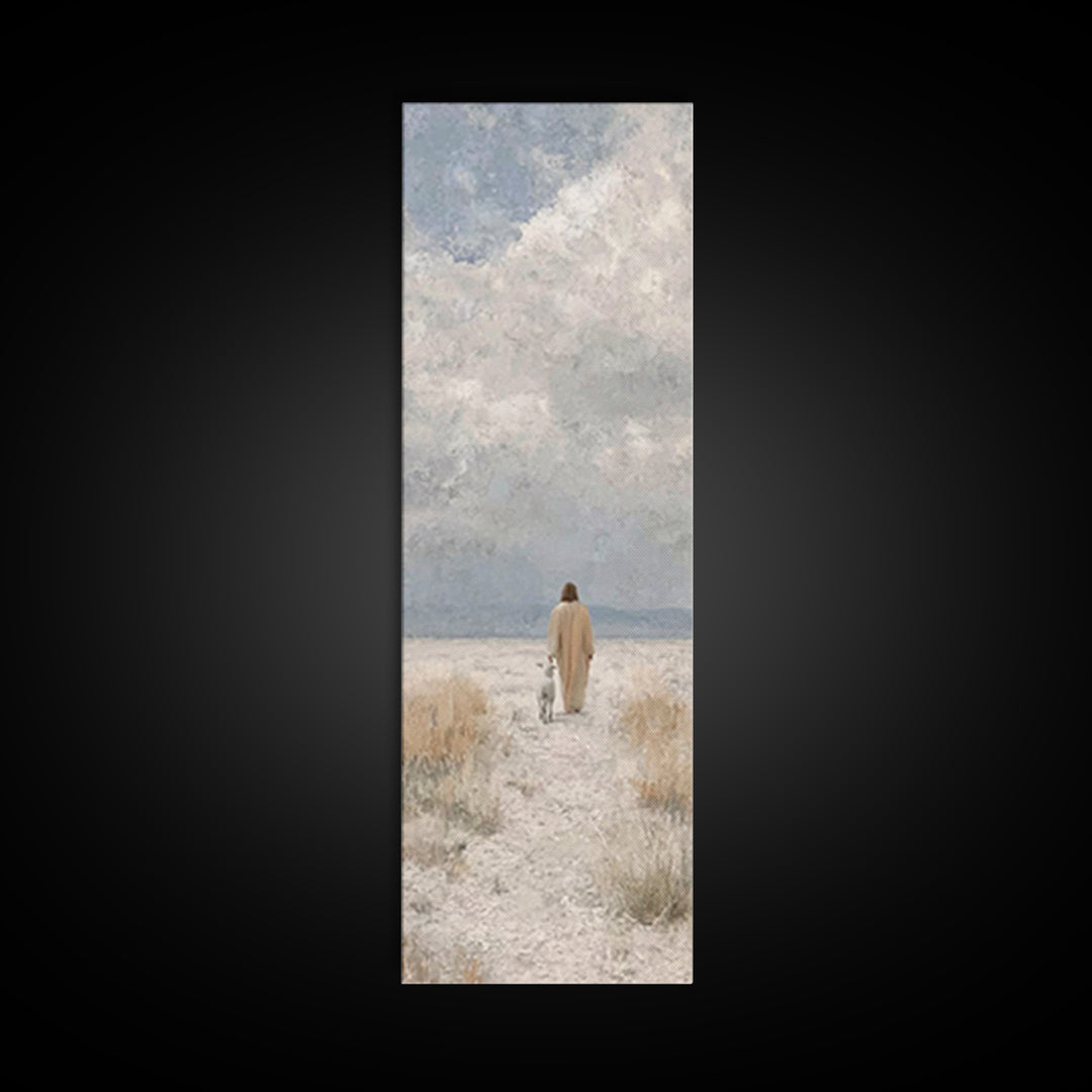 Quiet Shepherd Journey - Framed Canvas Print - Skinny Art - Christian Painting - Christian Art - Jesus Painting - Christian Decor