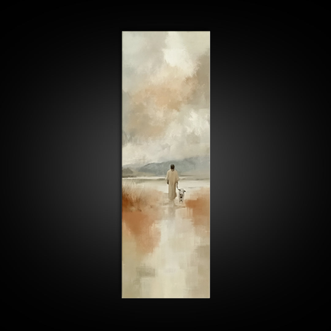 Still Waters Promise - Framed Canvas Print - Narrow Art - Christian Art Canvas - Christian Christmas Art - Jesus Painting - Christian Wall