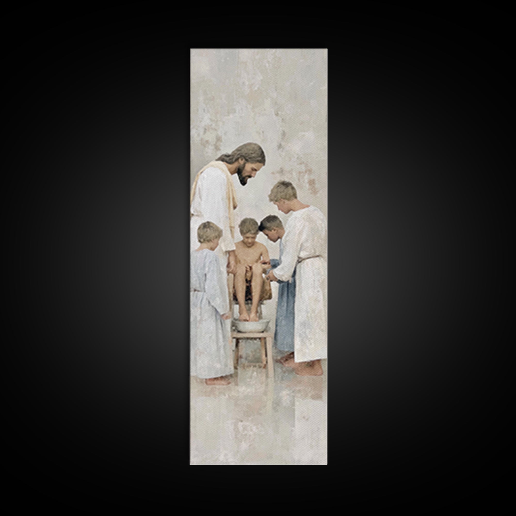 Footsteps Of Love | Framed Canvas Print | Christian Art Canvas | Jesus Painting | Christian Wall Art | Christian Gift Ideas | Tall Skinny A