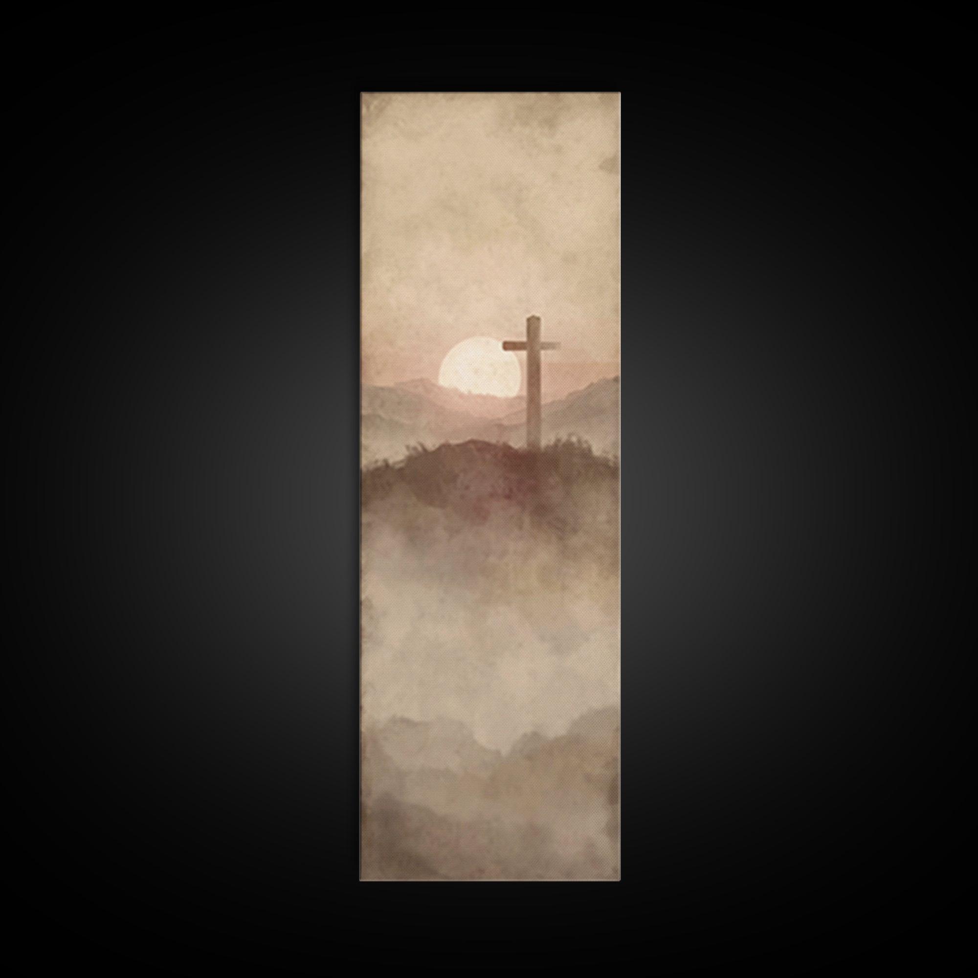 Silent Hill Cross | Framed Canvas Print | Tall Narrow Wall Art | Christian Art Canvas | Christian Wall Art | Subtle Christian Art | Christi