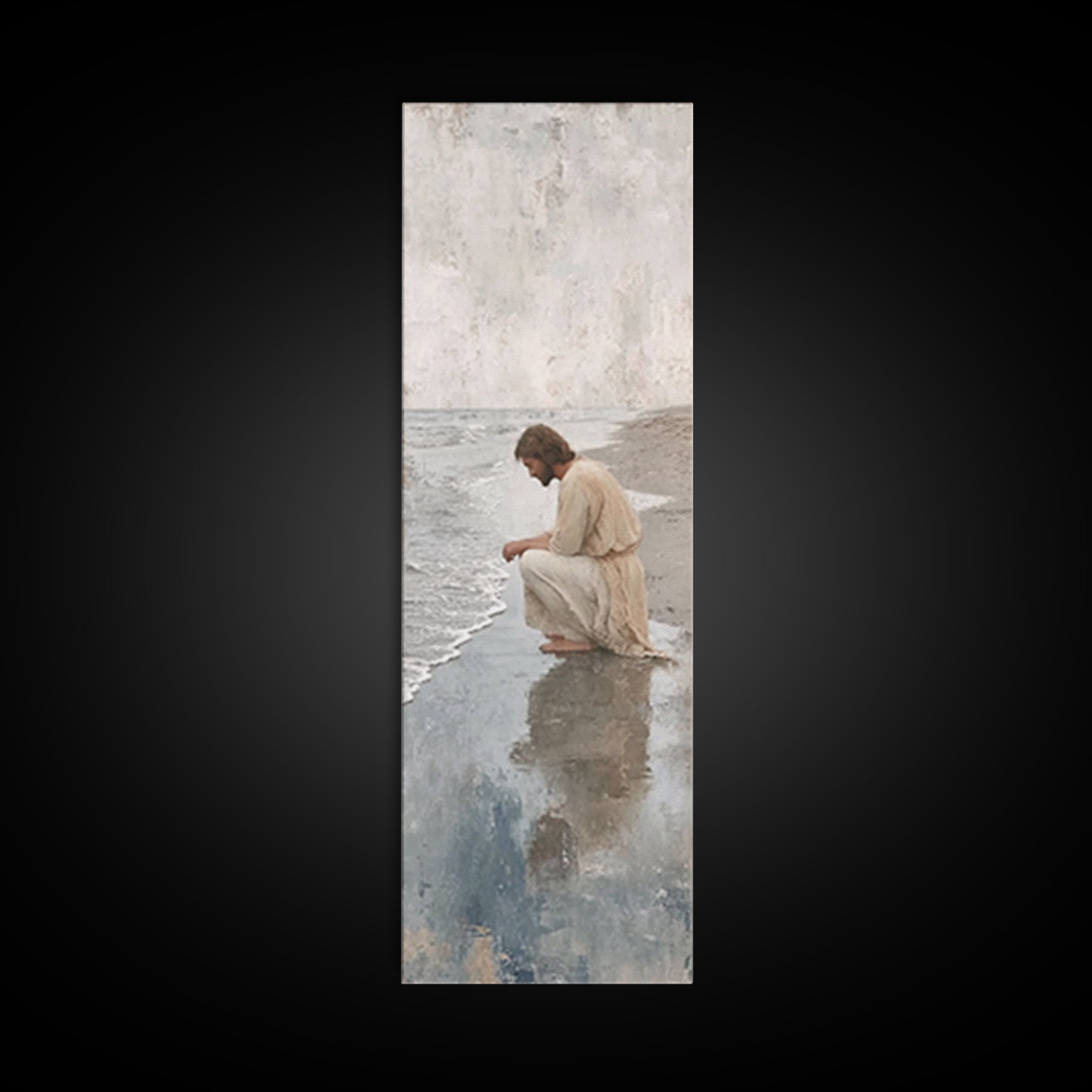 Dawnside Solitude - Framed Canvas Print - Narrow Art - Christian Wall Art - Jesus Painting - Christian Art Canvas - Christian Christmas