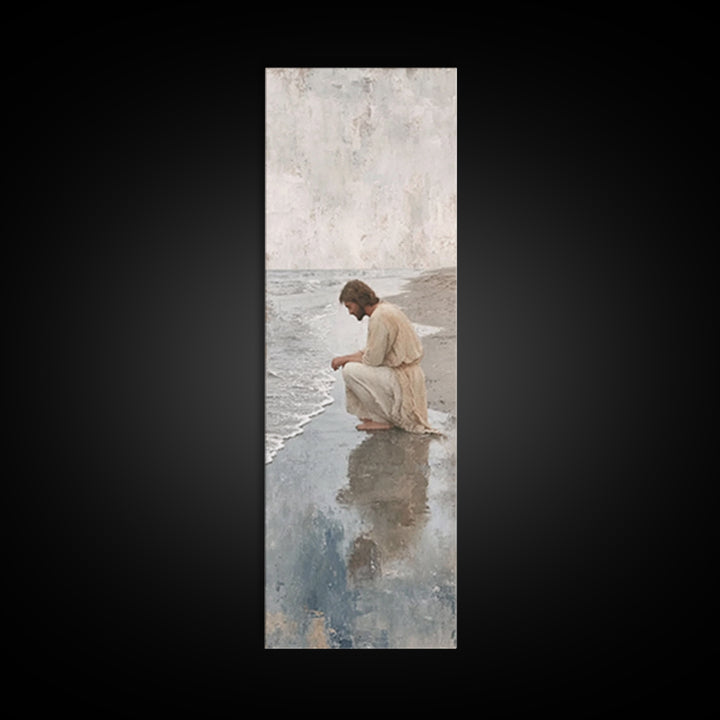 Dawnside Solitude - Framed Canvas Print - Narrow Art - Christian Wall Art - Jesus Painting - Christian Art Canvas - Christian Christmas