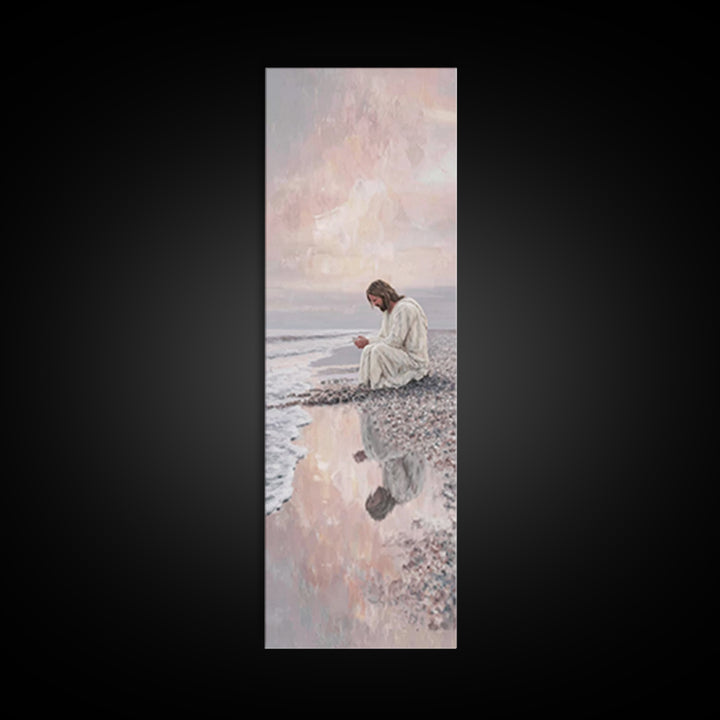 Morning Tide Grace - Framed Canvas Print - Tall Narrow Wall Art - Christian Art Canvas - Jesus Painting - Christian Wall Art - Christian Ar