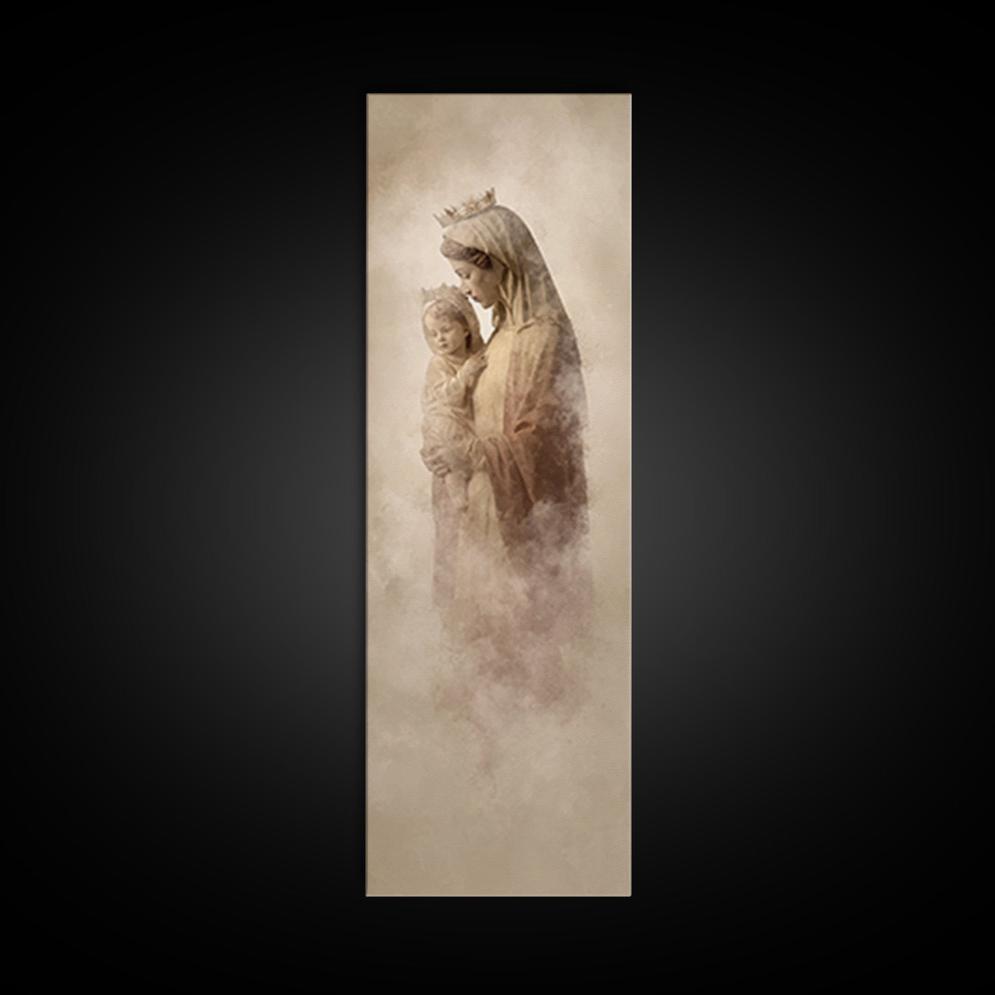 Sacred Snowlight | Framed Canvas Print | Tall Skinny Art Print | Christian Art Canvas | Christian Christmas Art | Christian Wall Art