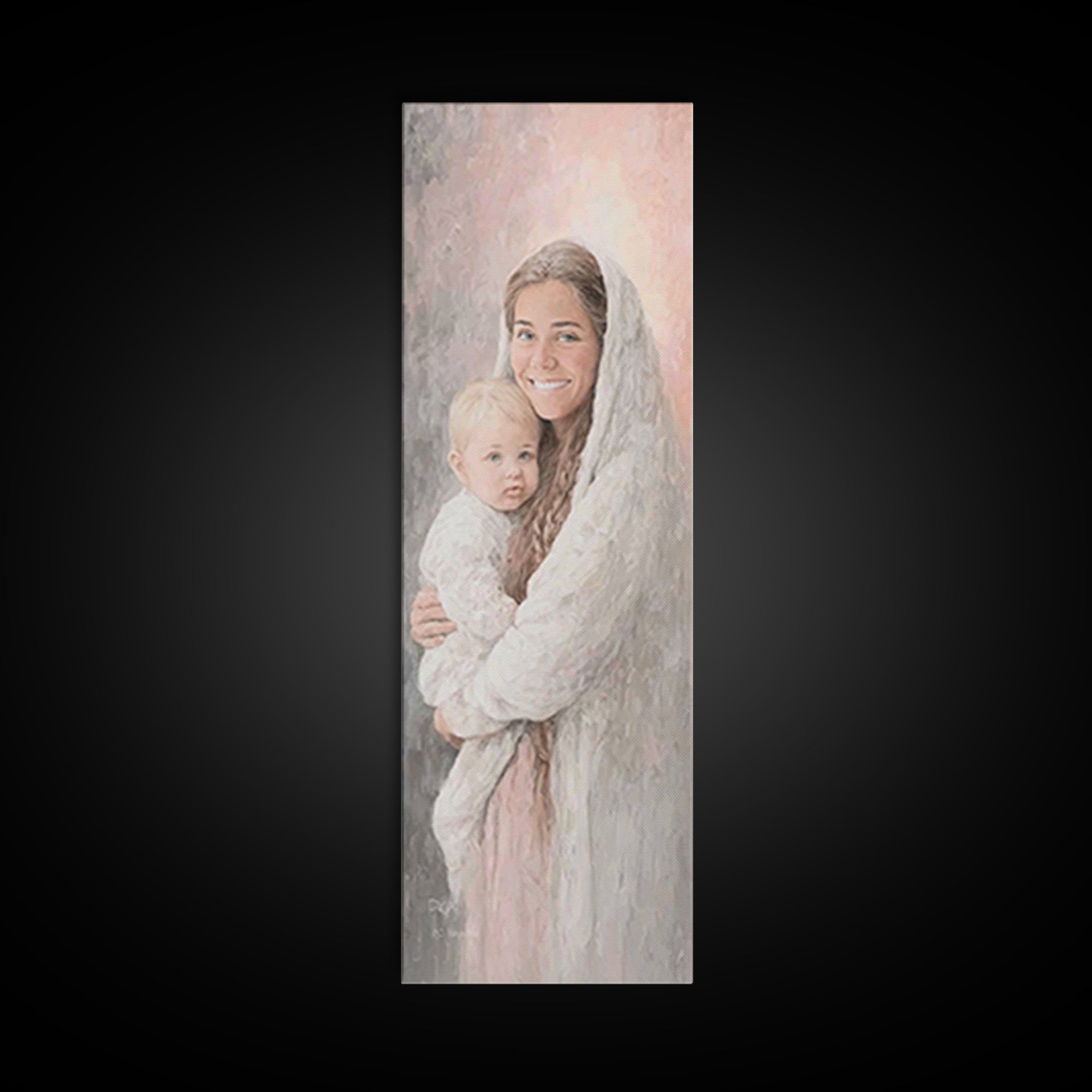 Heavenly Warmth | Framed Canvas Print | Tall Skinny Art Print | Christian Art Canvas | Christian Wall Art | Christian Christmas Art