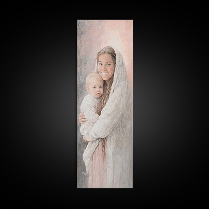 Heavenly Warmth | Framed Canvas Print | Tall Skinny Art Print | Christian Art Canvas | Christian Wall Art | Christian Christmas Art