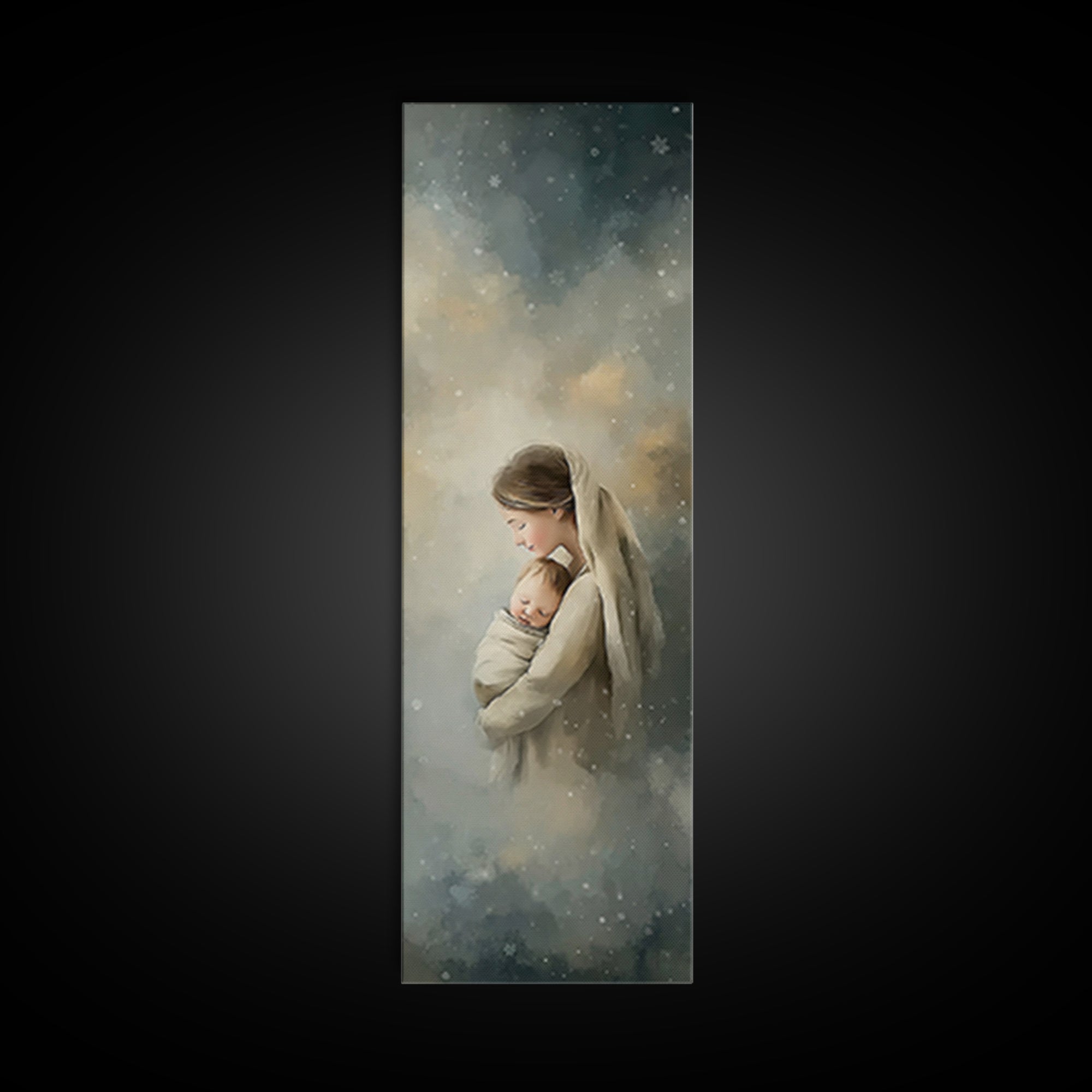 Snowfall Grace | Framed Canvas Print | Tall Narrow Wall Art | Christian Art Canvas | Christian Wall Art | Christian Christmas Art