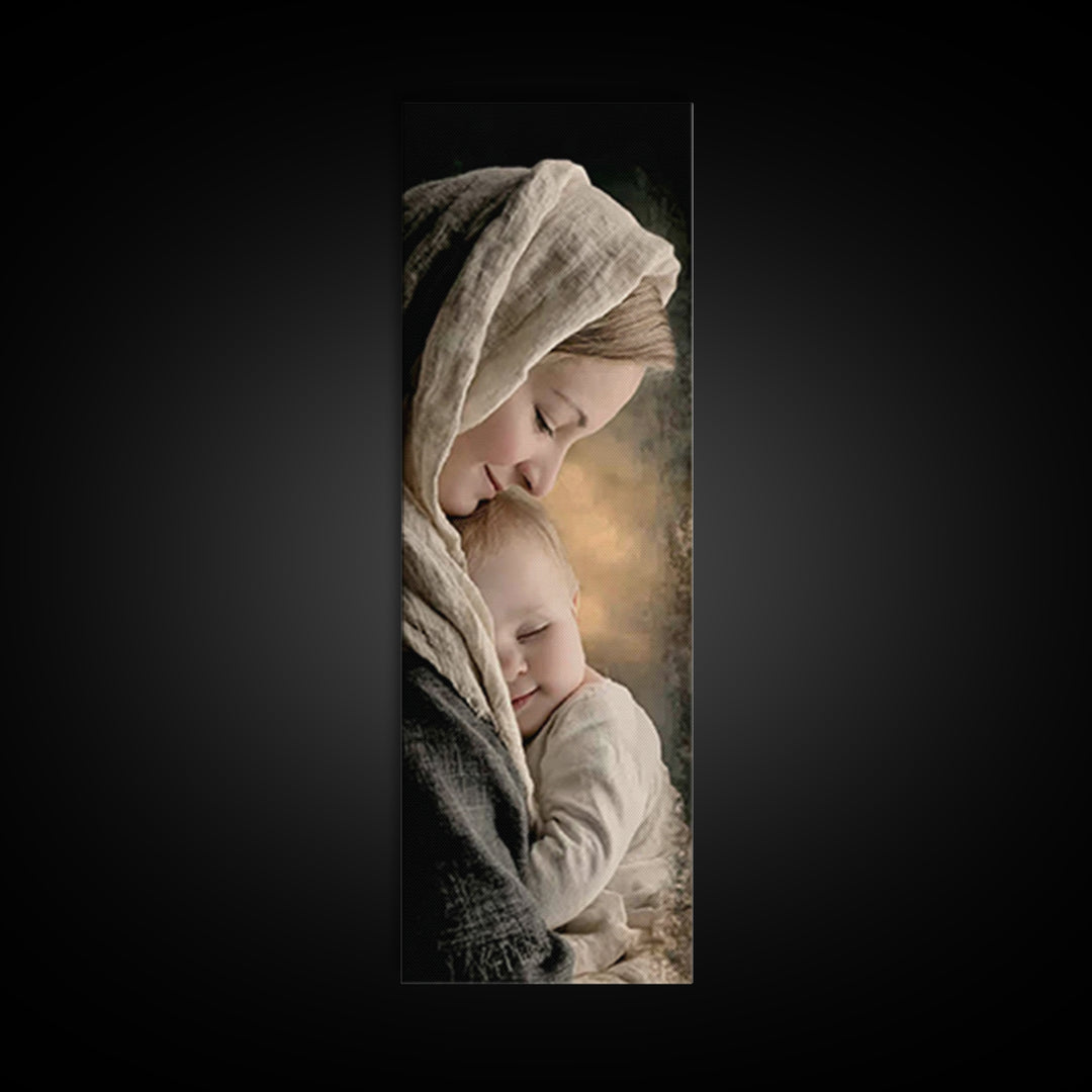Sacred Tenderness | Framed Canvas Print | Skinny Art | Christian Wall Art | Christian Art Canvas | Christian Christmas Art | Jesus Art
