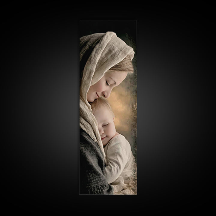 Sacred Tenderness | Framed Canvas Print | Skinny Art | Christian Wall Art | Christian Art Canvas | Christian Christmas Art | Jesus Art