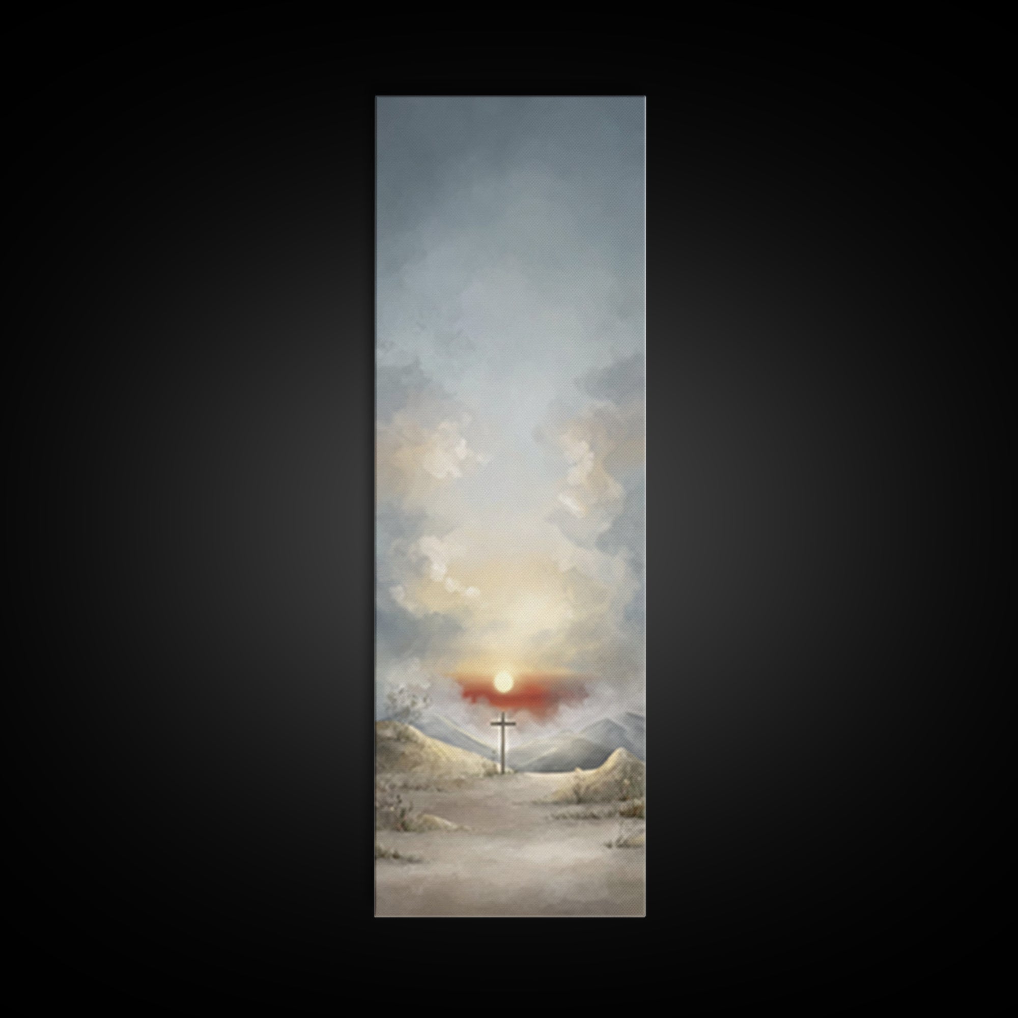 Evening Vigil, Framed Canvas Print, Narrow Art, Christian Art Canvas, Christian Wall Art, Moody Christian Art, Christian Christmas Art, Chr