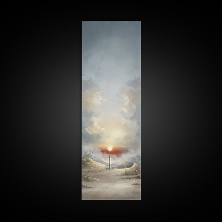 Evening Vigil, Framed Canvas Print, Narrow Art, Christian Art Canvas, Christian Wall Art, Moody Christian Art, Christian Christmas Art, Chr