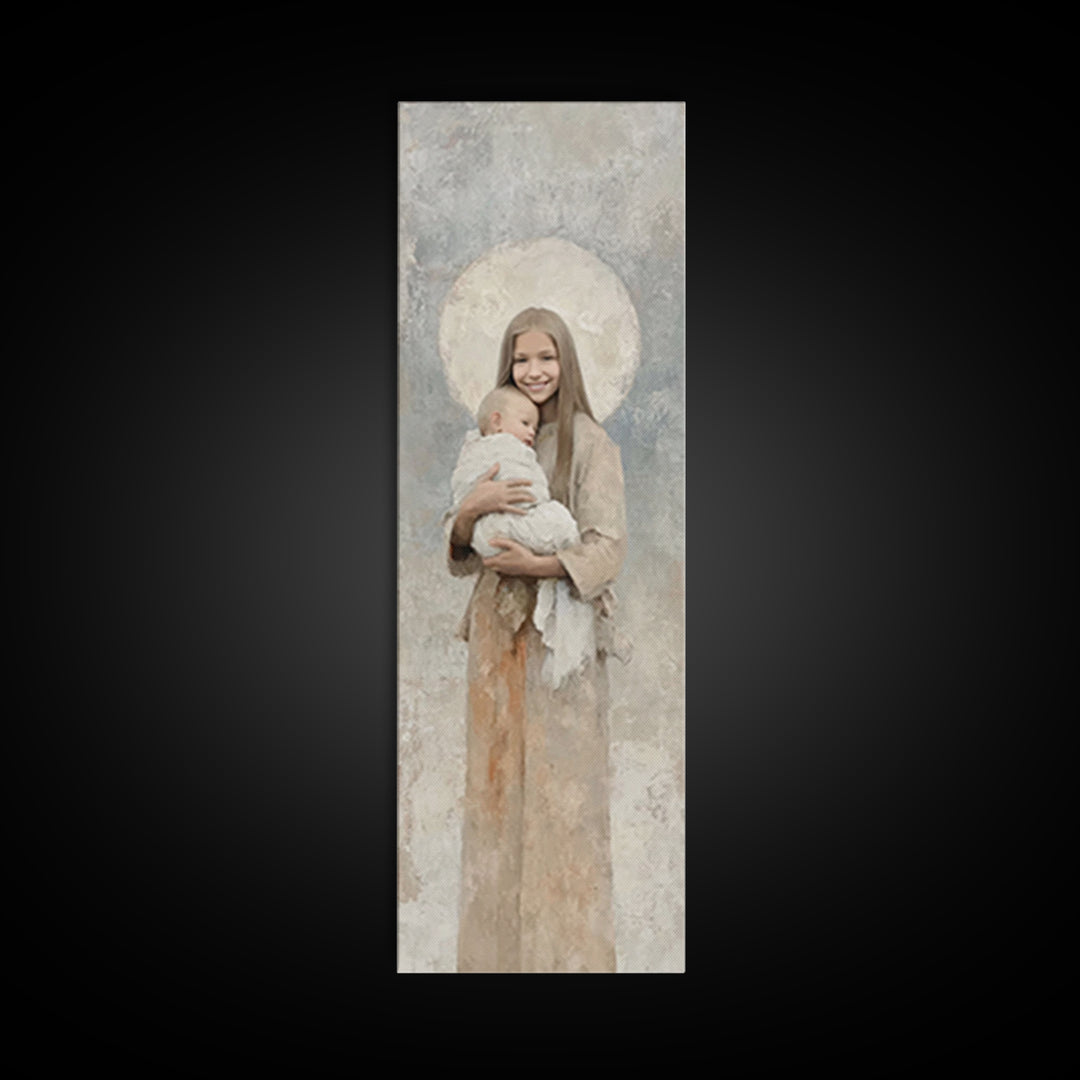 Halo Of Peace | Framed Canvas Print | Tall Skinny Art Print | Christian Art Canvas | Christian Wall Art | Christian Christmas Art