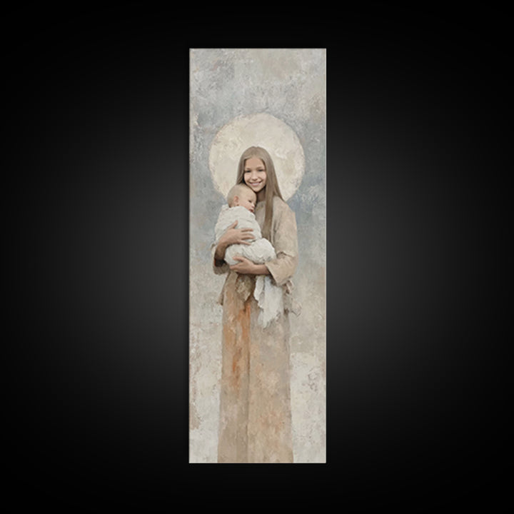 Halo Of Peace | Framed Canvas Print | Tall Skinny Art Print | Christian Art Canvas | Christian Wall Art | Christian Christmas Art