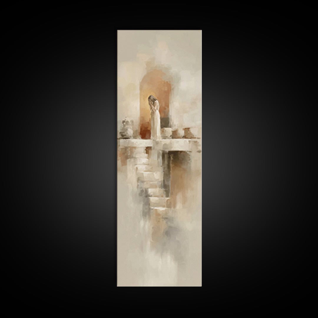 Dawn Of Mercy – Framed Canvas Print – Tall Narrow Wall Art – Christian Wall Art – Christian Art Canvas – Jesus Painting – Christian Decor