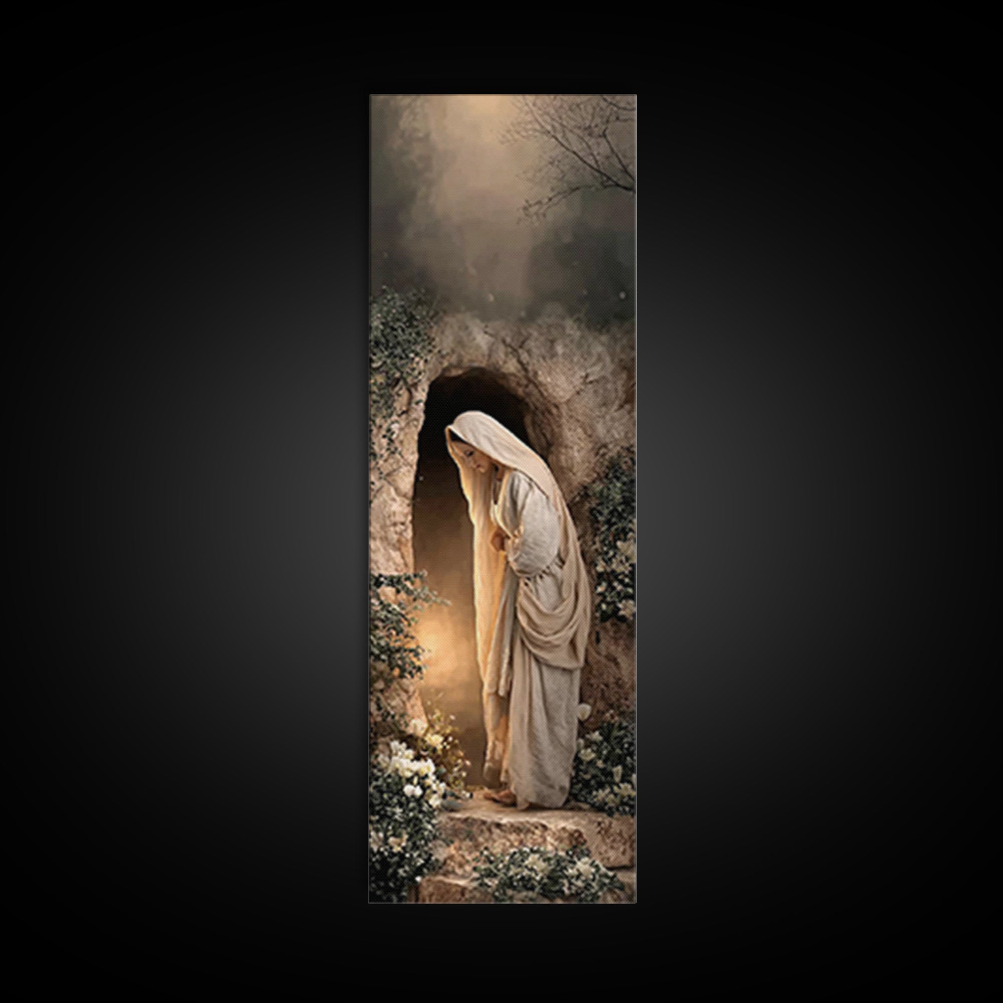 Risen Morning – Framed Canvas Print – Narrow Art – Christian Painting – Christian Wall Art – Christian Christmas Art – Christian Decor
