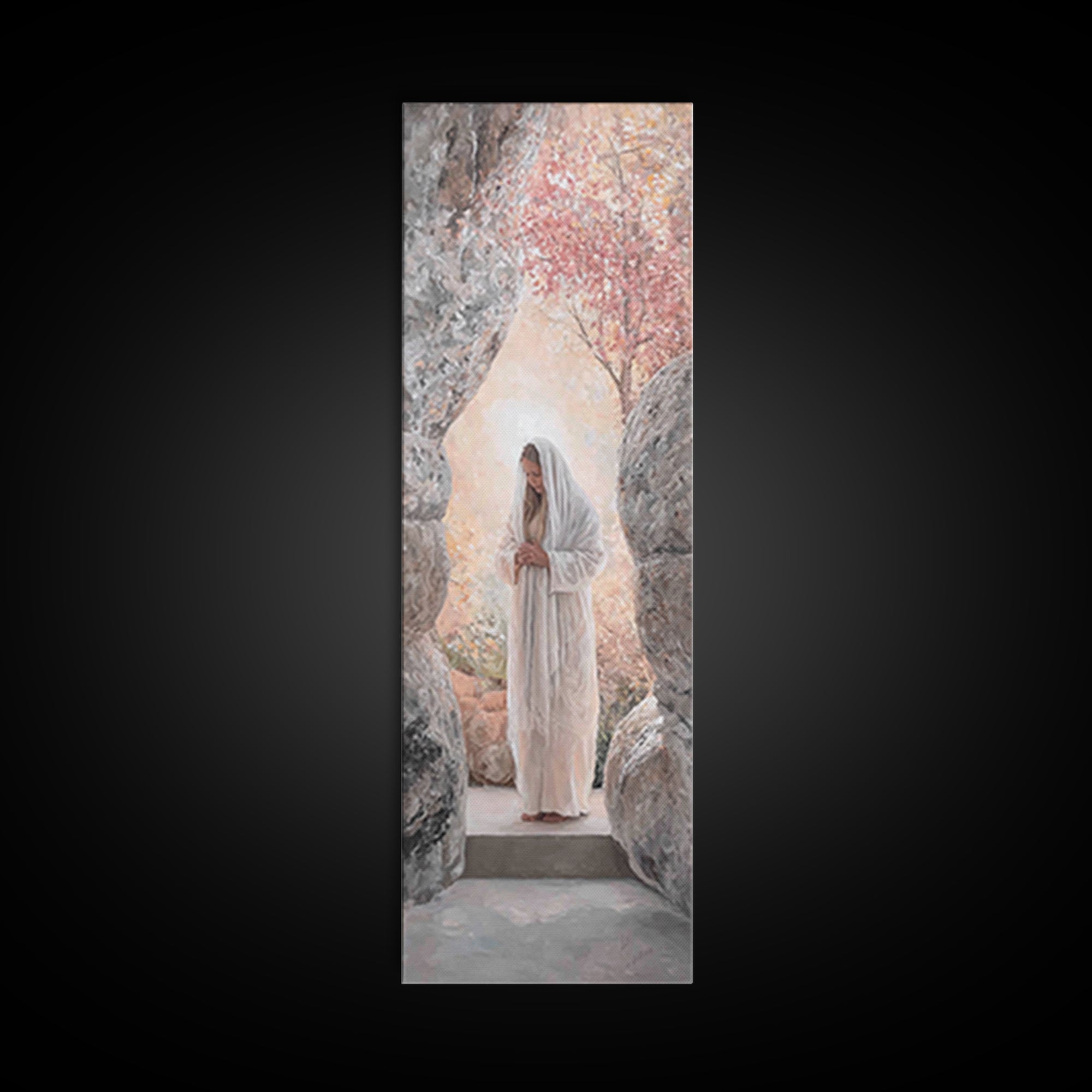 Silent Garden Path – Framed Canvas Print – Narrow Art – Christian Decor – Christian Wall Art – Christian Art Canvas – Christian Painting