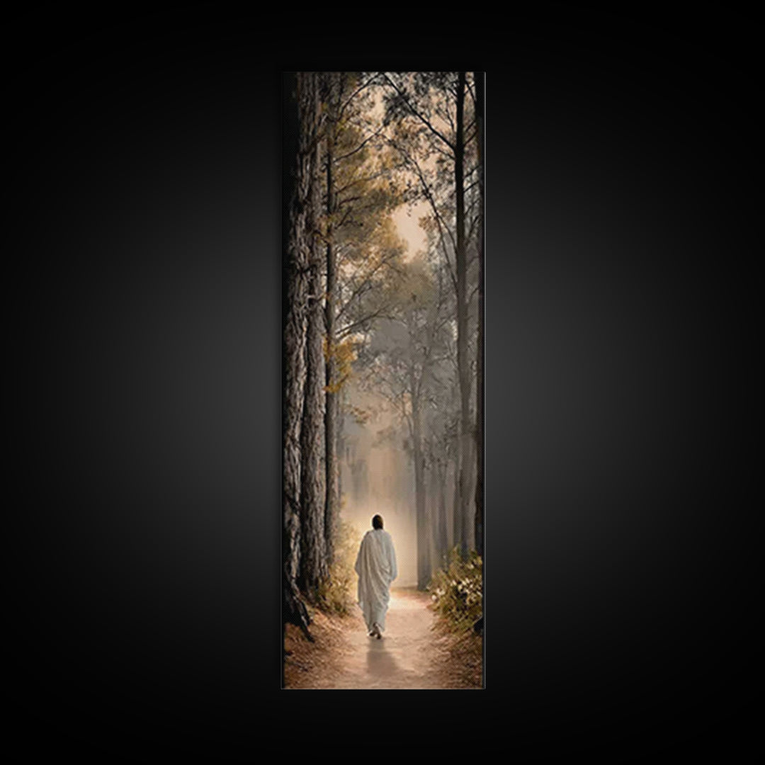 Path Of Light – Framed Canvas Print – Tall Narrow Wall Art – Christian Wall Art – Christian Art Canvas – Jesus Painting – Christian Decor