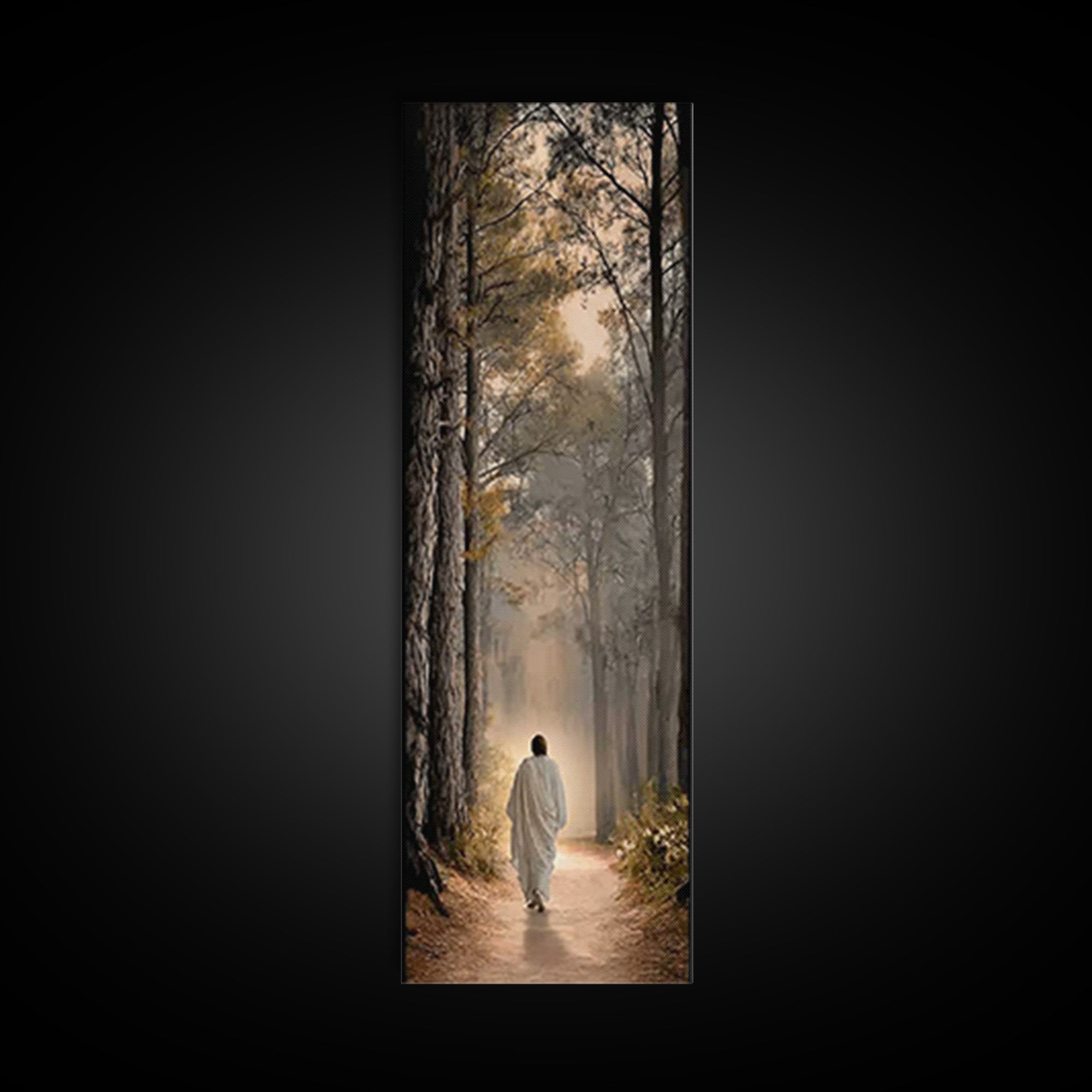 Path Of Light – Framed Canvas Print – Tall Narrow Wall Art – Christian Wall Art – Christian Art Canvas – Jesus Painting – Christian Decor