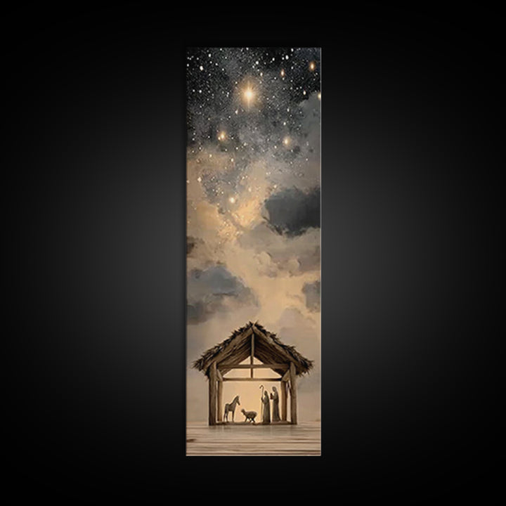 Star Of Bethlehem | Framed Canvas Print | Narrow Art | Christian Christmas Art | Christmas Wall Art | Christian Art Canvas | Christian Deco