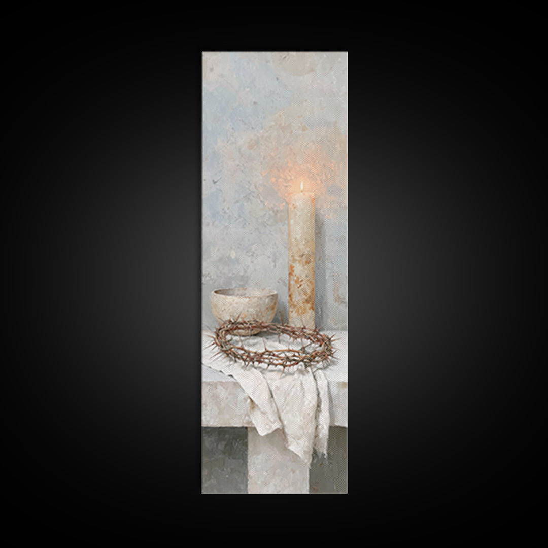 Crown Of Light – Framed Canvas Print – Tall Narrow Wall Art – Christian Art Canvas – Subtle Christian Art – Christian Wall Art – Christian