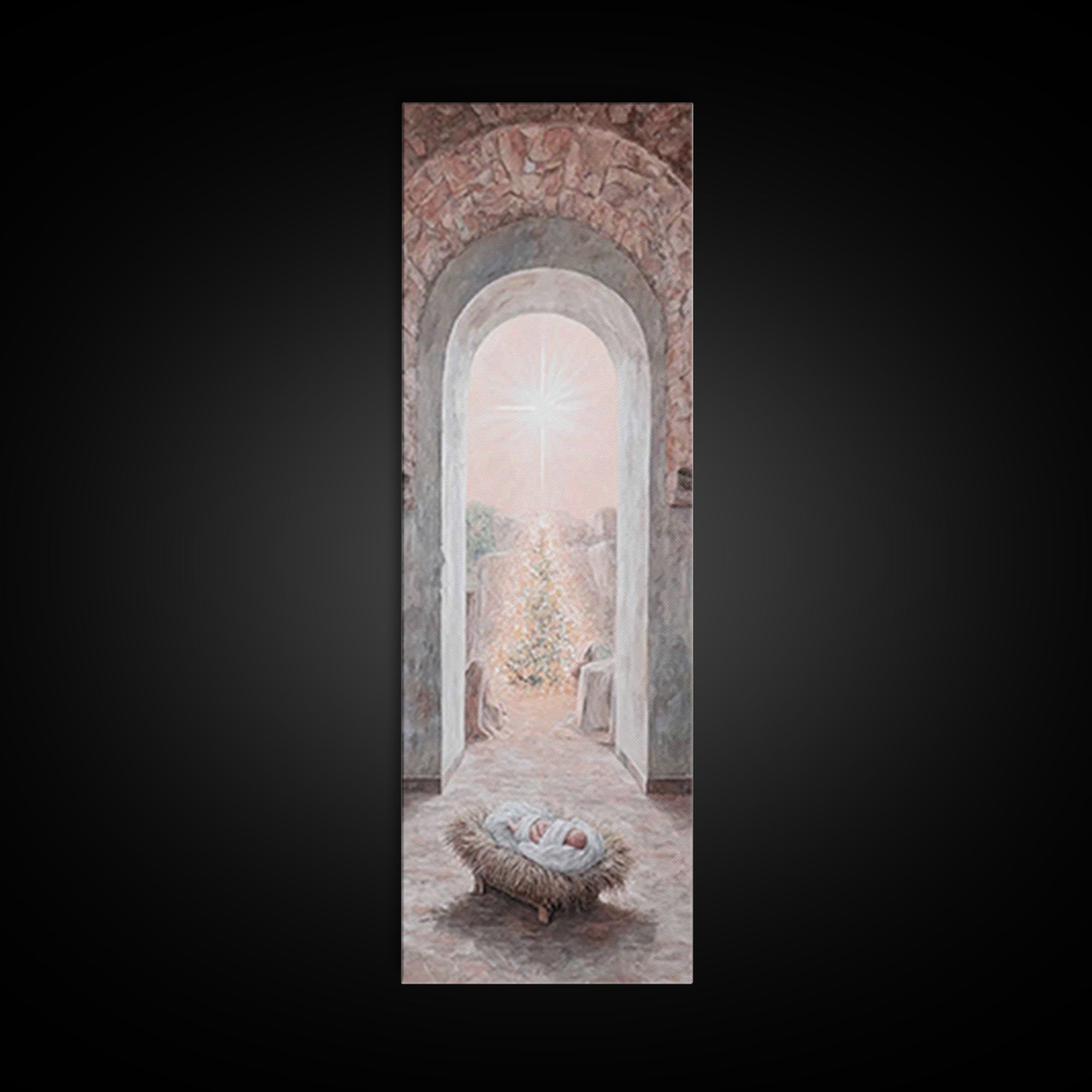 Holy Child Dawn – Framed Canvas Print – Tall Narrow Wall Art – Christian Christmas Art – Christian Art Canvas – Christian Wall Art – Christ