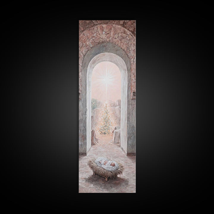 Holy Child Dawn – Framed Canvas Print – Tall Narrow Wall Art – Christian Christmas Art – Christian Art Canvas – Christian Wall Art – Christ