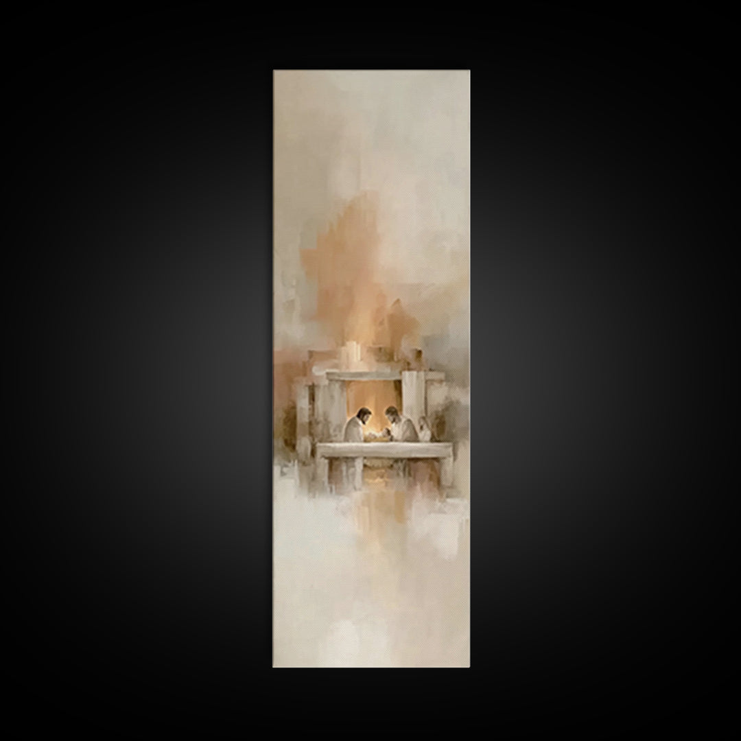 Holy Family Radiance – Framed Canvas Print – Tall Narrow Wall Art – Christian Art Canvas – Modern Christian Art – Christmas Art – Christian